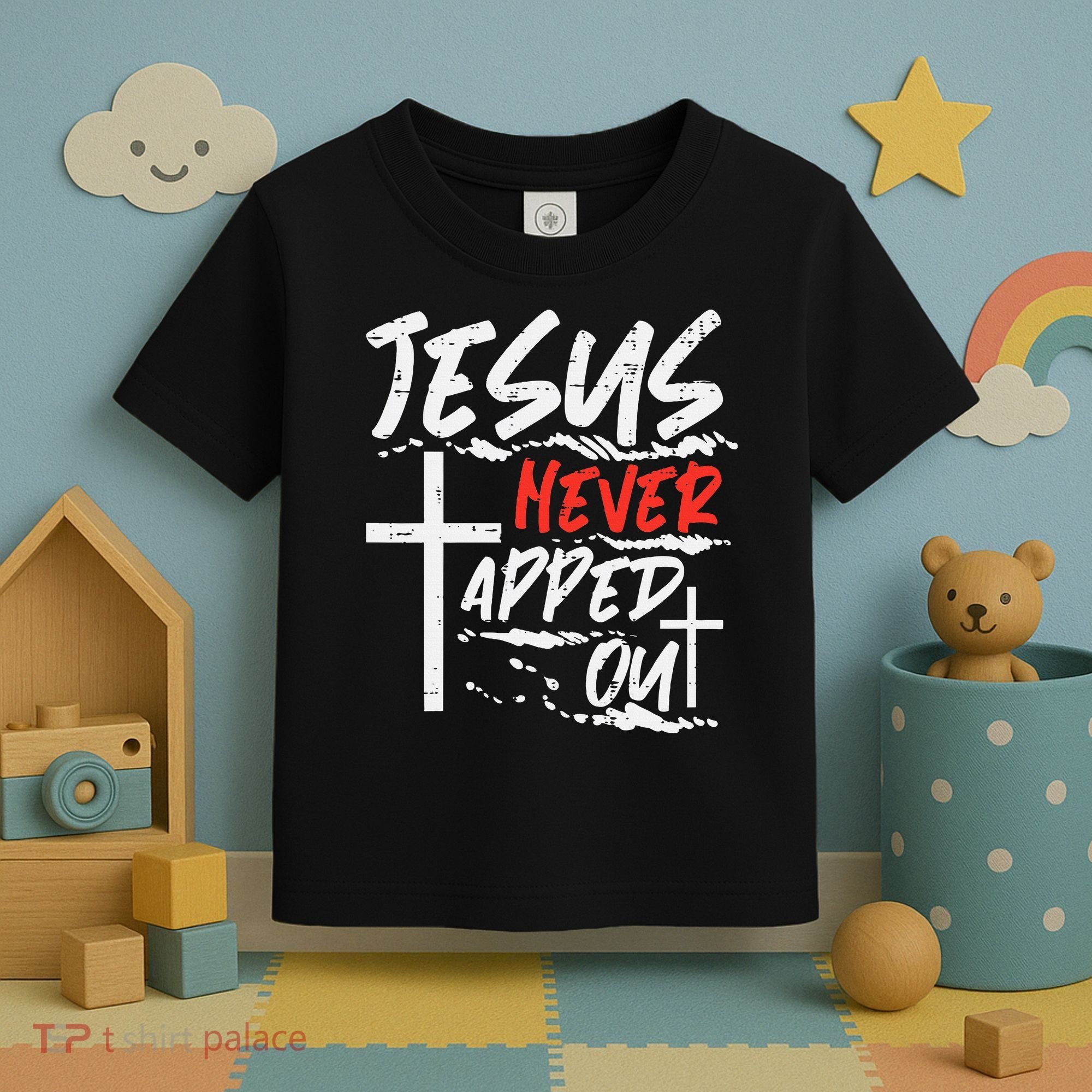 Wrestling Jesus Never Tapped Out Christian Wrestle Toddler T-Shirt