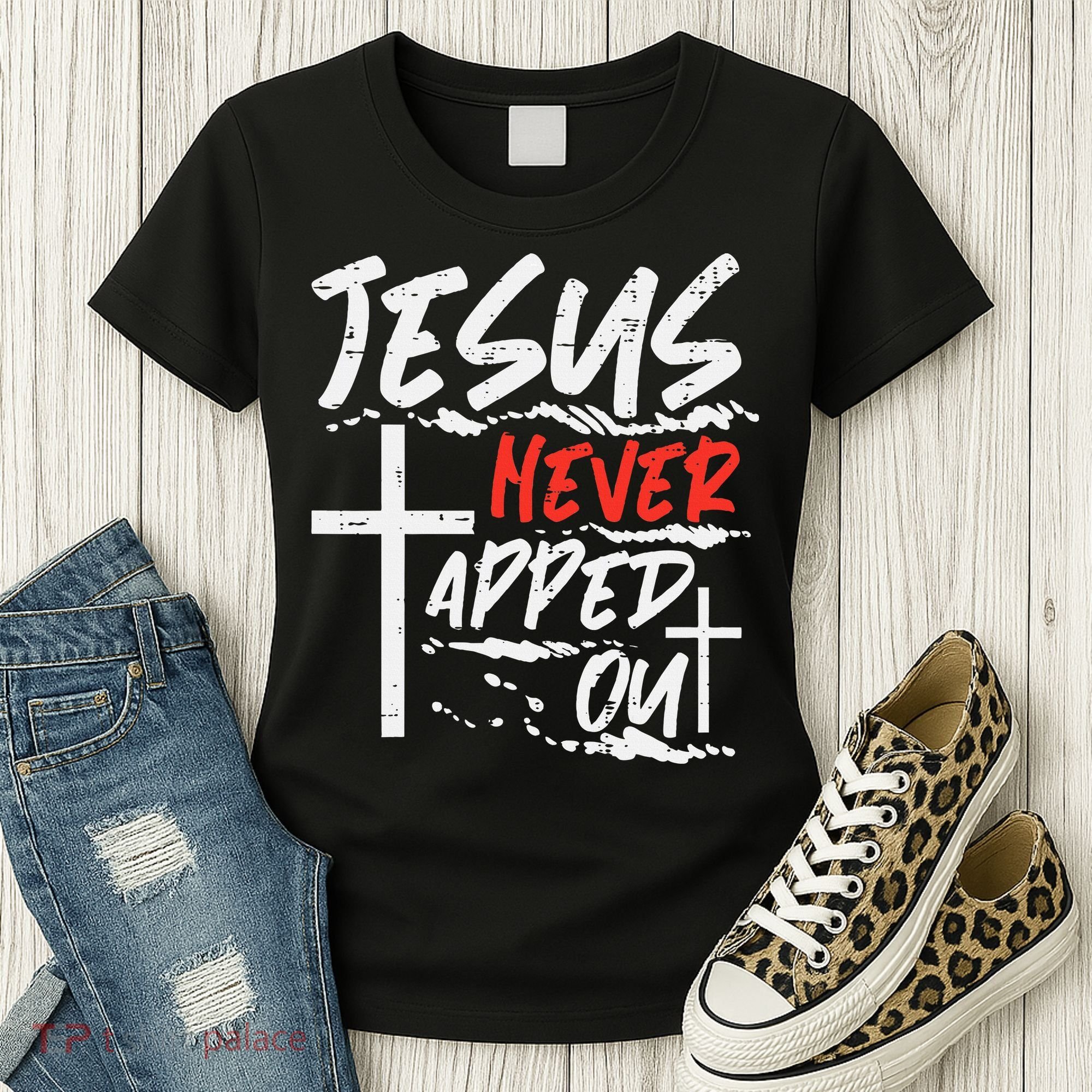 Wrestling Jesus Never Tapped Out Christian Wrestle Women's T-Shirt