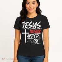 Wrestling Jesus Never Tapped Out Christian Wrestle Women's T-Shirt thumb 4