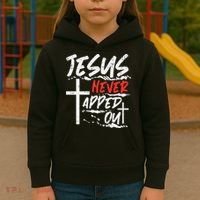 Wrestling Jesus Never Tapped Out Christian Wrestle Kids Hoodie thumb 3