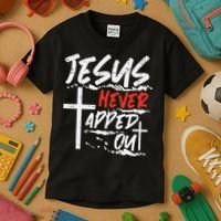 Wrestling Jesus Never Tapped Out Christian Wrestle Kids T-Shirt thumb 3