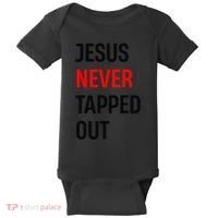 Wrestling Jesus Never Tapped Out Christian Wrestle Baby Bodysuit thumb 0