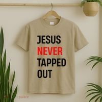Wrestling Jesus Never Tapped Out Christian Wrestle T-Shirt thumb 2