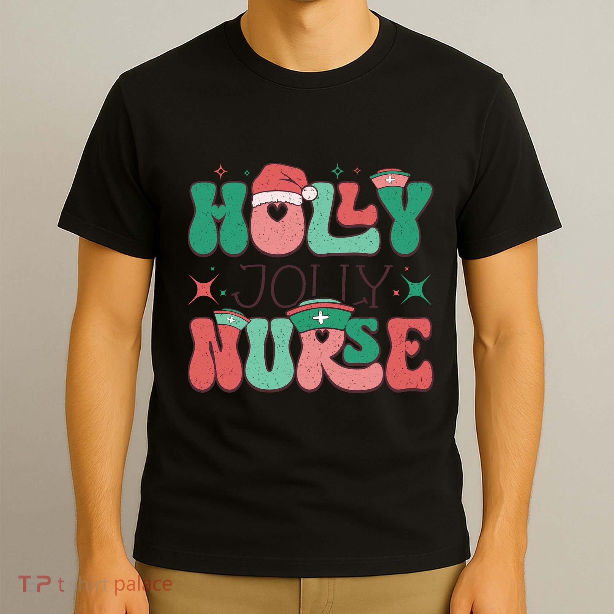 Wolly Jolly Nurse Holiday Graphic T-Shirt