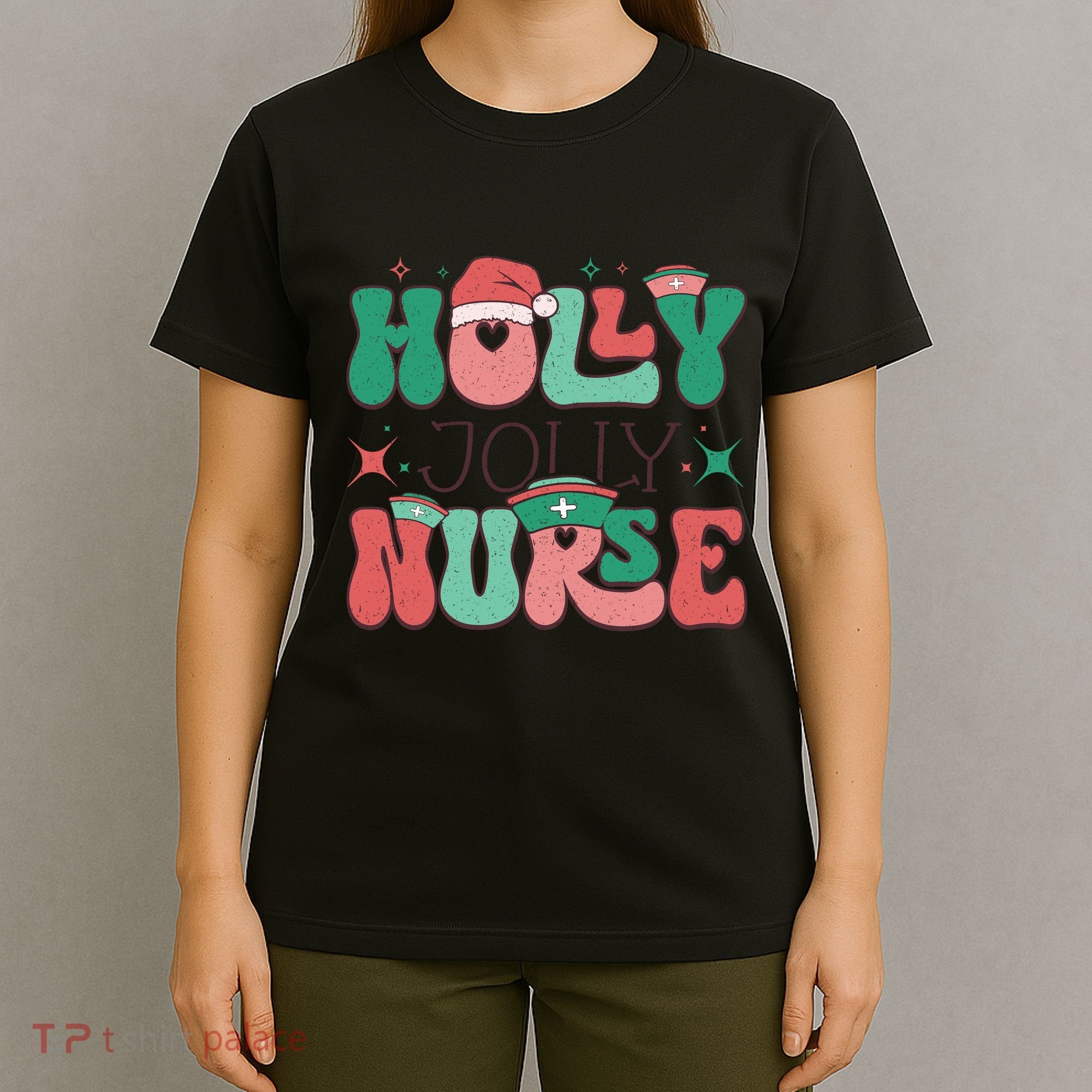Wolly Jolly Nurse Holiday Graphic T-Shirt
