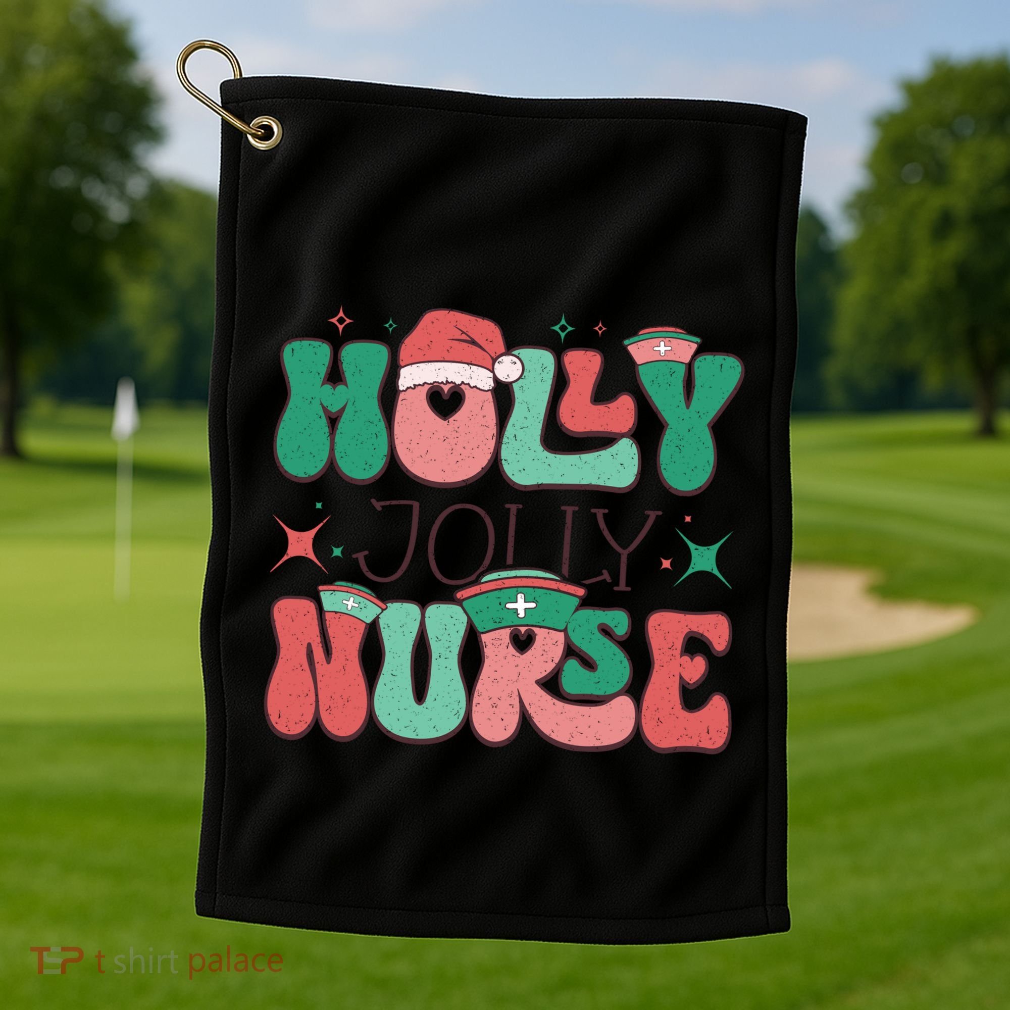 Wolly Jolly Nurse Holiday Graphic Golf Towel