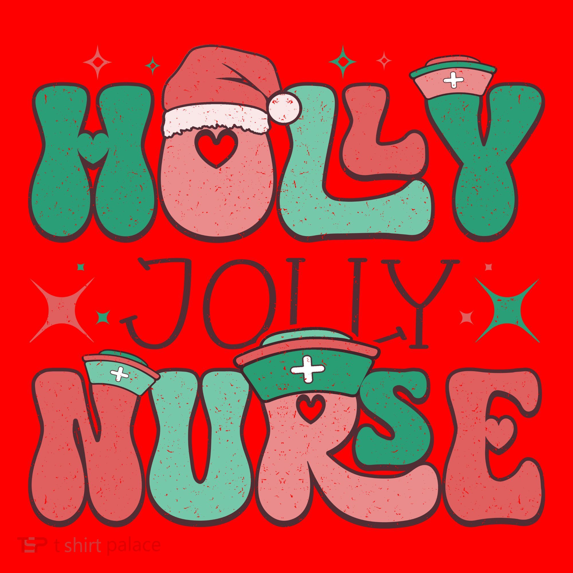 Wolly Jolly Nurse Holiday Graphic Santa Hat