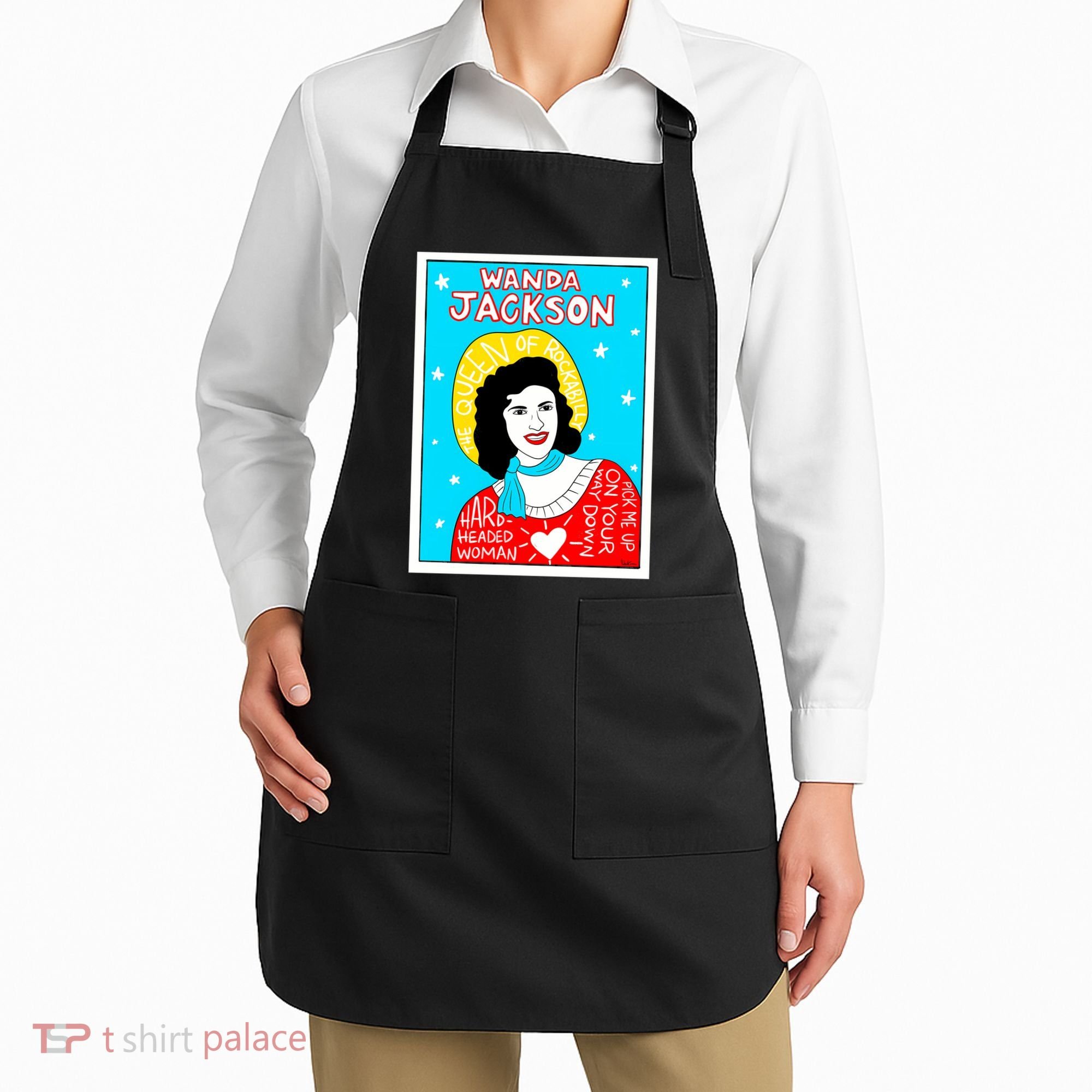 Wanda Jackson Rockabilly Folk Art Apron