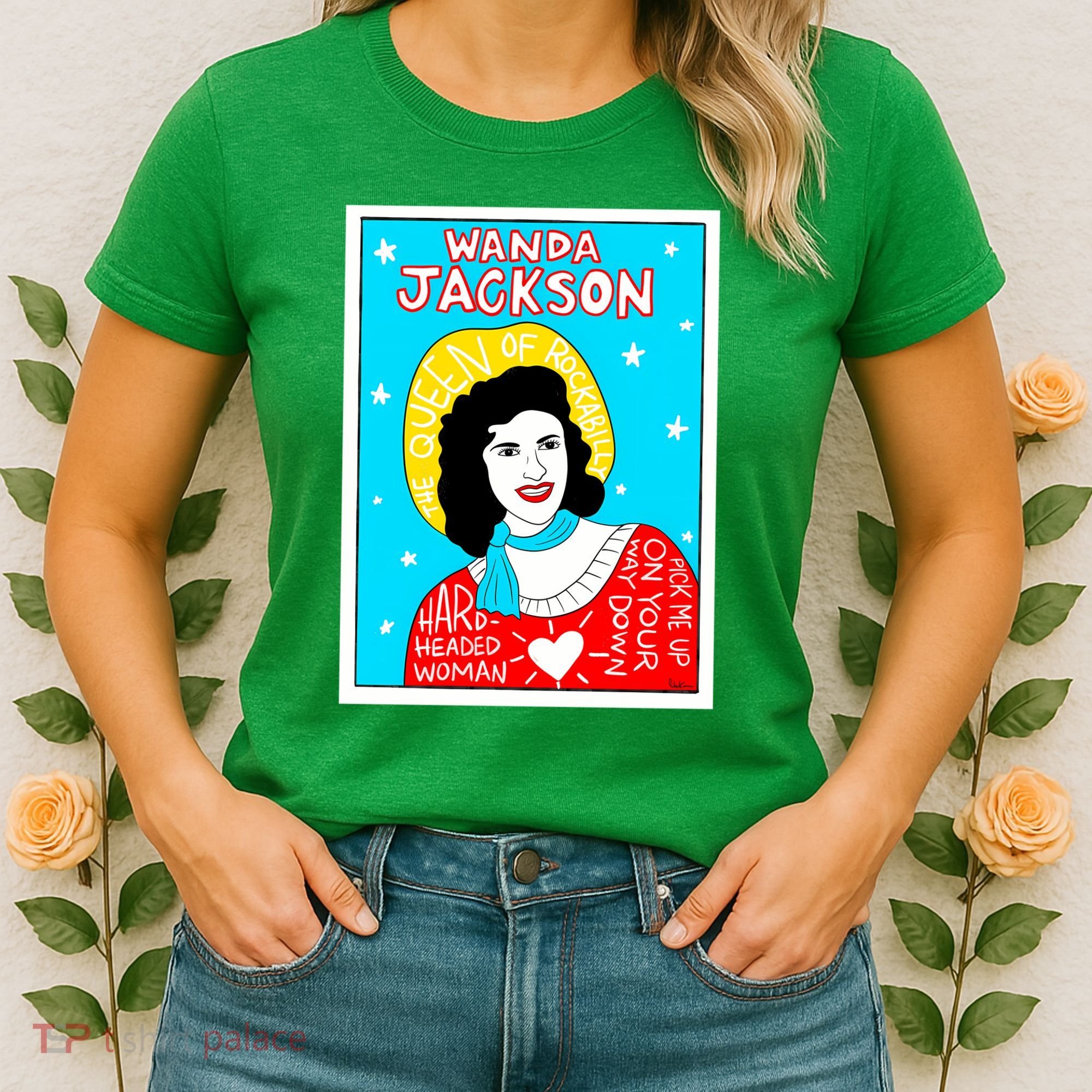 Wanda Jackson Rockabilly Folk Art Women's T-Shirt