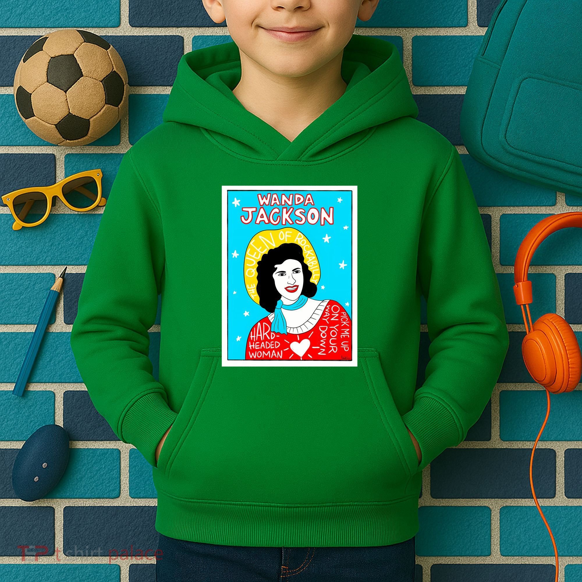 Wanda Jackson Rockabilly Folk Art Kids Hoodie