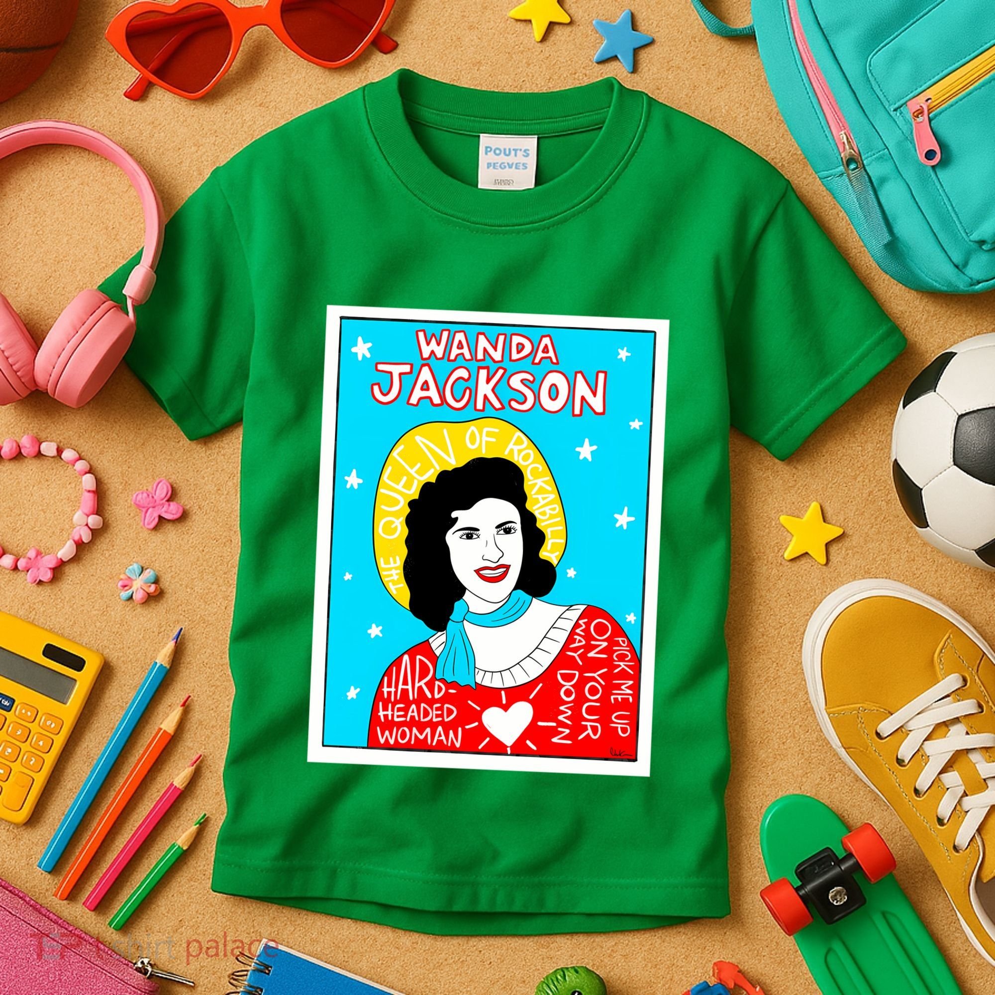 Wanda Jackson Rockabilly Folk Art Kids T-Shirt