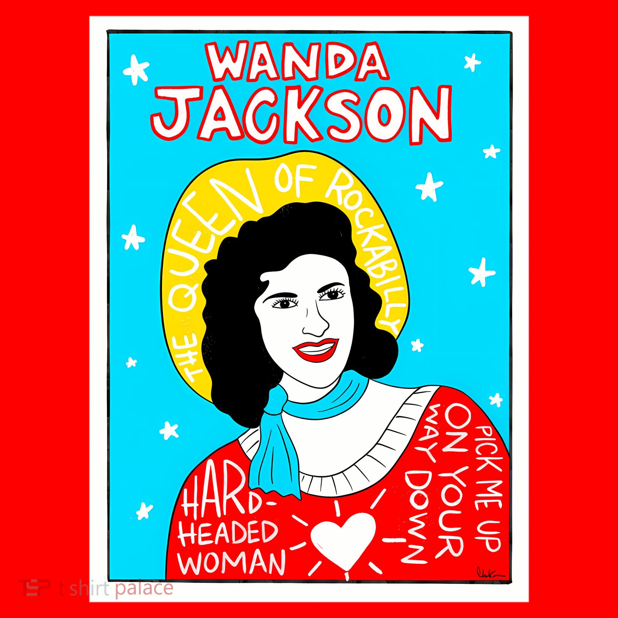 Wanda Jackson Rockabilly Folk Art Santa Hat