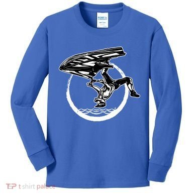 Water Jet Skier Back Flip Design Summer Gift Jet Ski Cool Gift Kids Long Sleeve Shirt