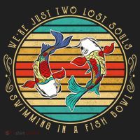 Were Just Two Lost Soul Swimming In A Fish Bowl Hippie Fish Gift Beanie thumb 2
