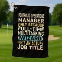 Wizard Job Title Quote Funny Portfolio Operations Manager Golf Towel thumb 1