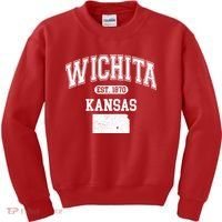 Wichita Kansas Est 1870 Varsity Kids Sweatshirt thumb 0