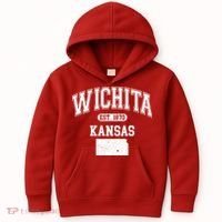 Wichita Kansas Est 1870 Varsity Kids Hoodie thumb 0