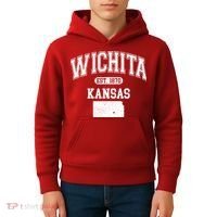 Wichita Kansas Est 1870 Varsity Kids Hoodie thumb 4