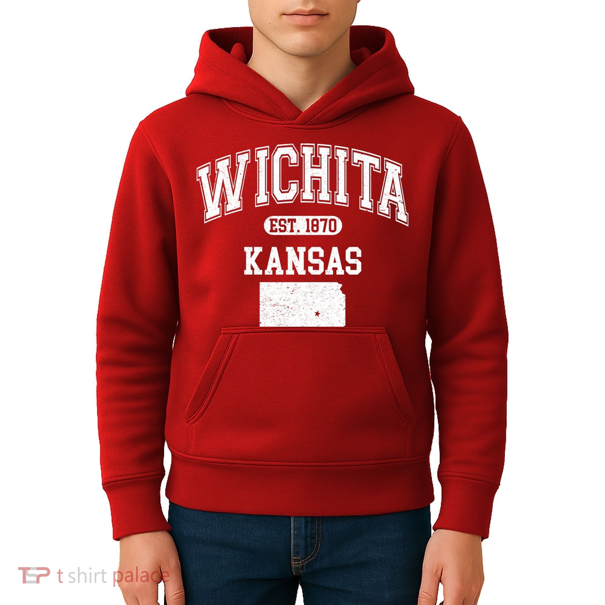 Wichita Kansas Est 1870 Varsity Kids Hoodie