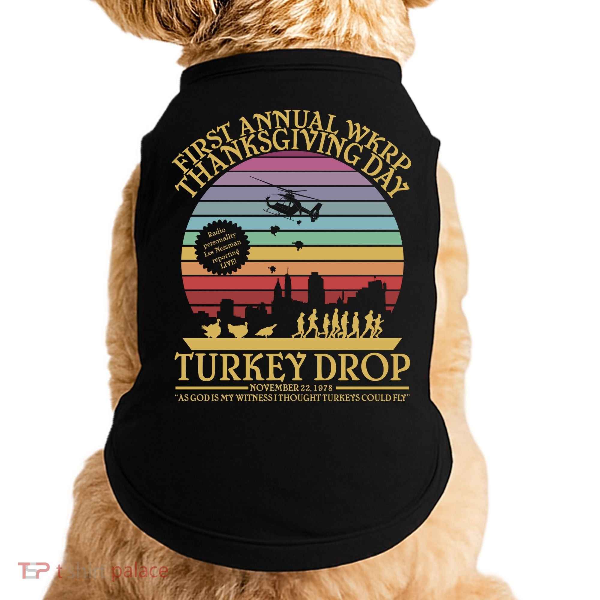 WKRP Thanksgiving Turkey Drop Funny Retro Doggie Tank