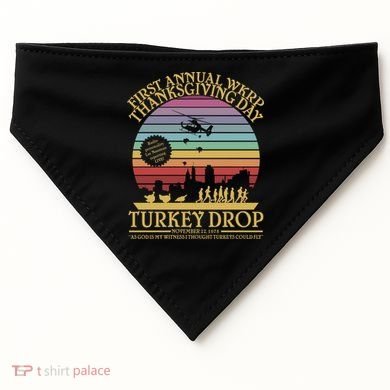 WKRP Thanksgiving Turkey Drop Funny Retro USA-Made Doggie Bandana