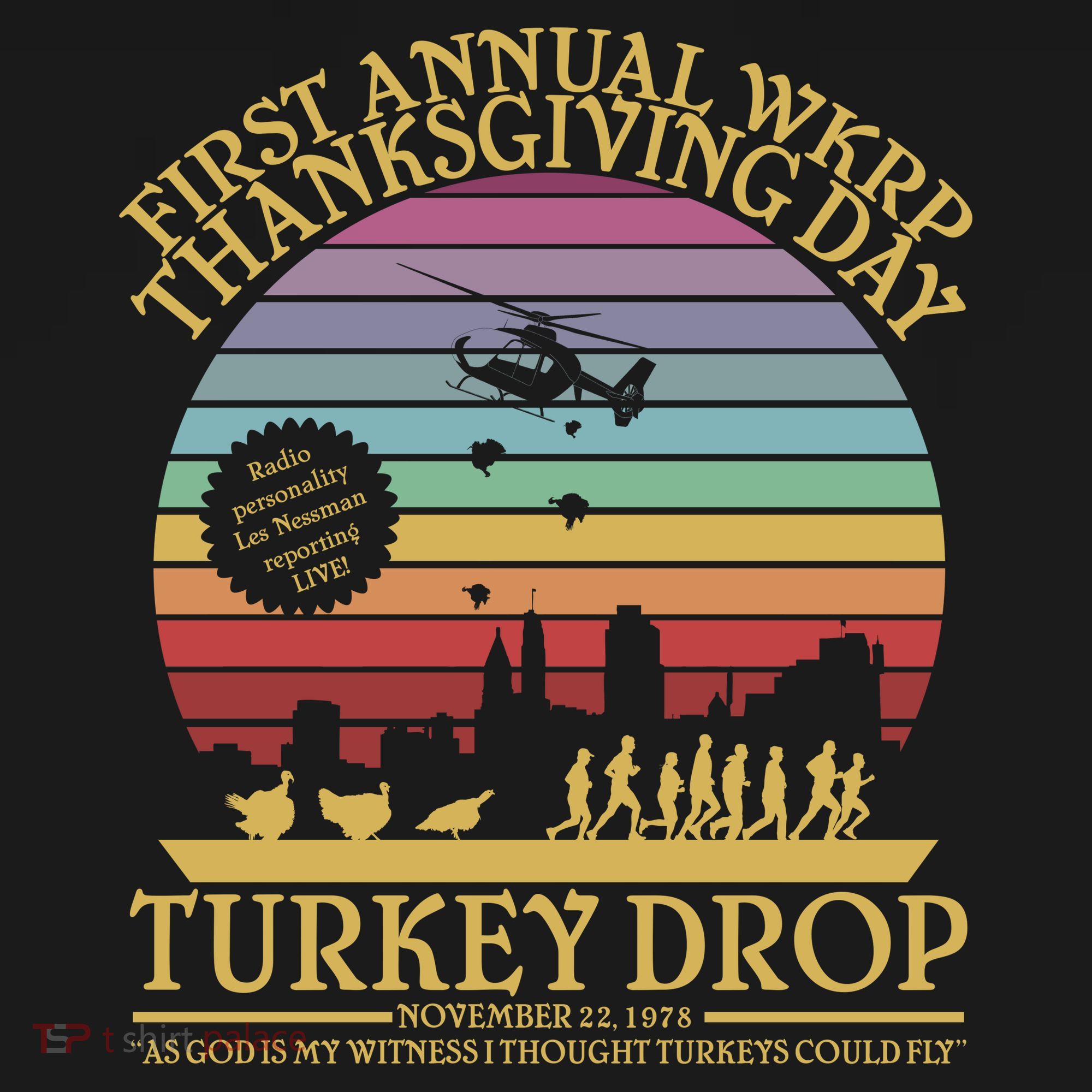 WKRP Thanksgiving Turkey Drop Funny Retro Apron
