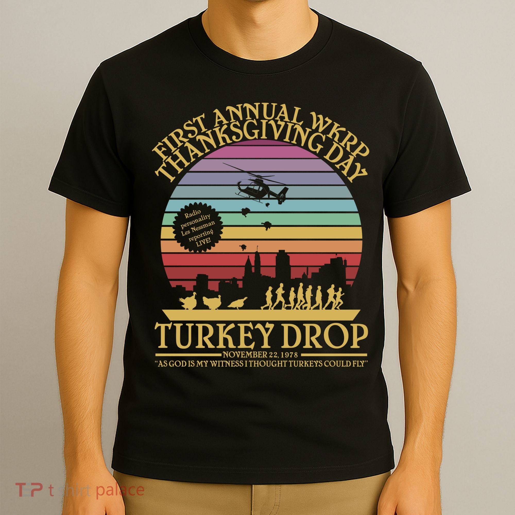 WKRP Thanksgiving Turkey Drop Funny Retro T-Shirt