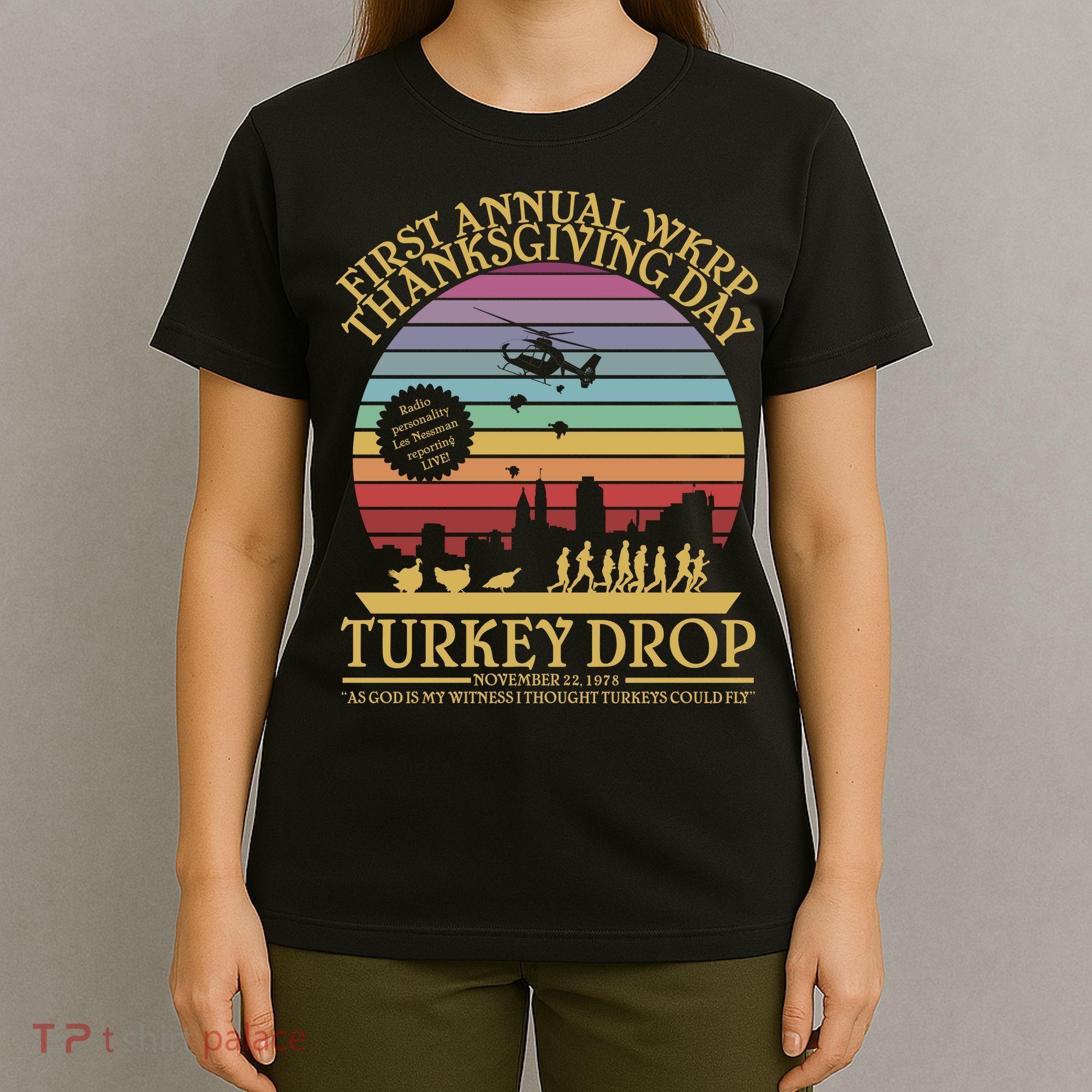 WKRP Thanksgiving Turkey Drop Funny Retro T-Shirt