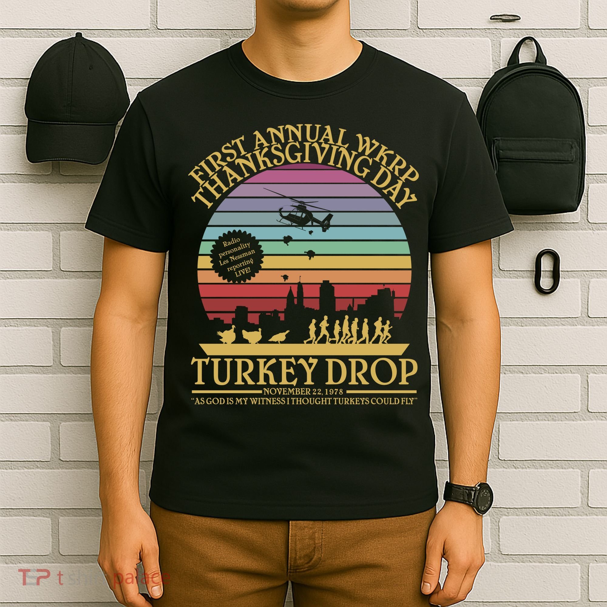 WKRP Thanksgiving Turkey Drop Funny Retro T-Shirt