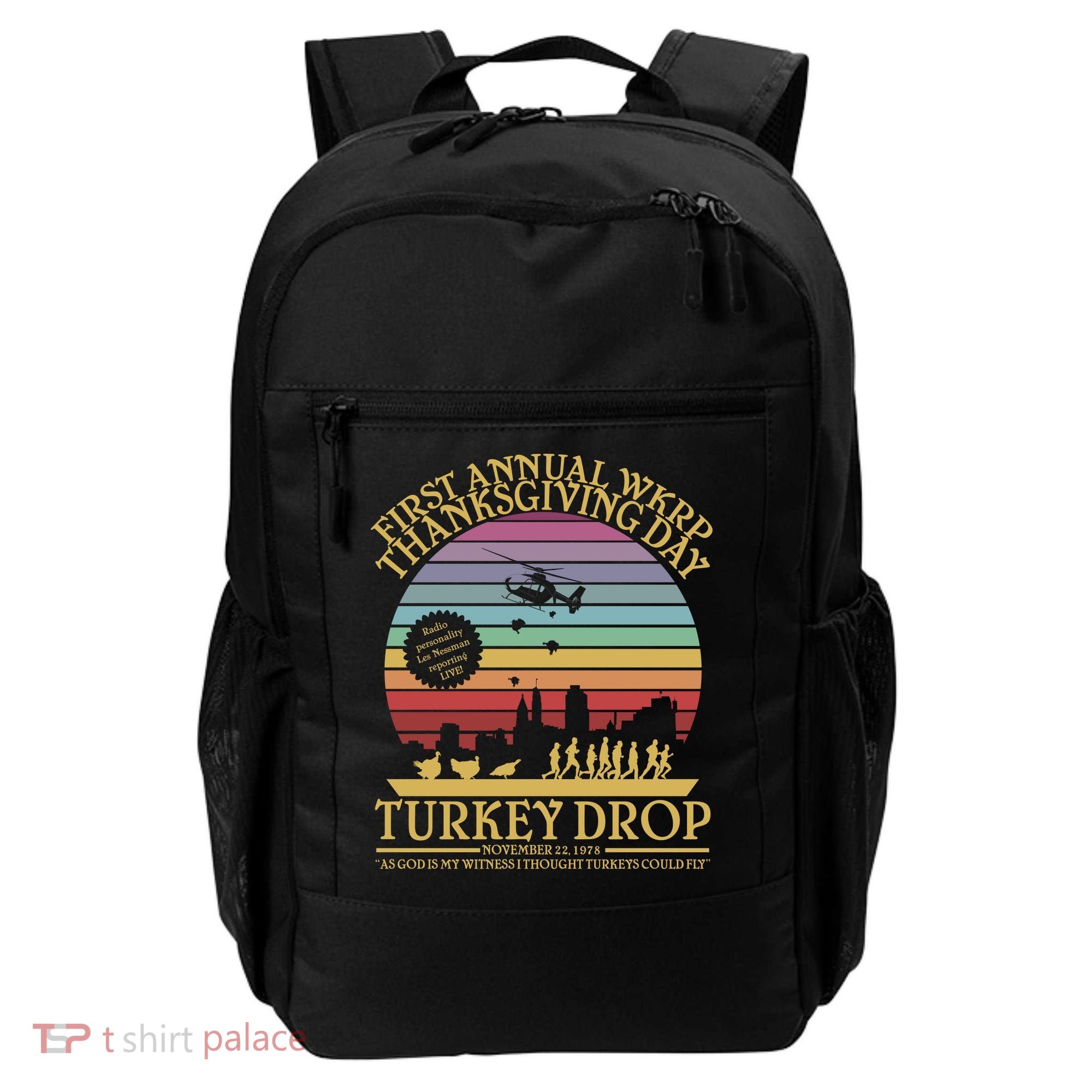 WKRP Thanksgiving Turkey Drop Funny Retro Backpack