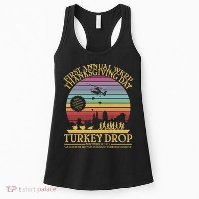 WKRP Thanksgiving Turkey Drop Funny Retro Women's Tank Top