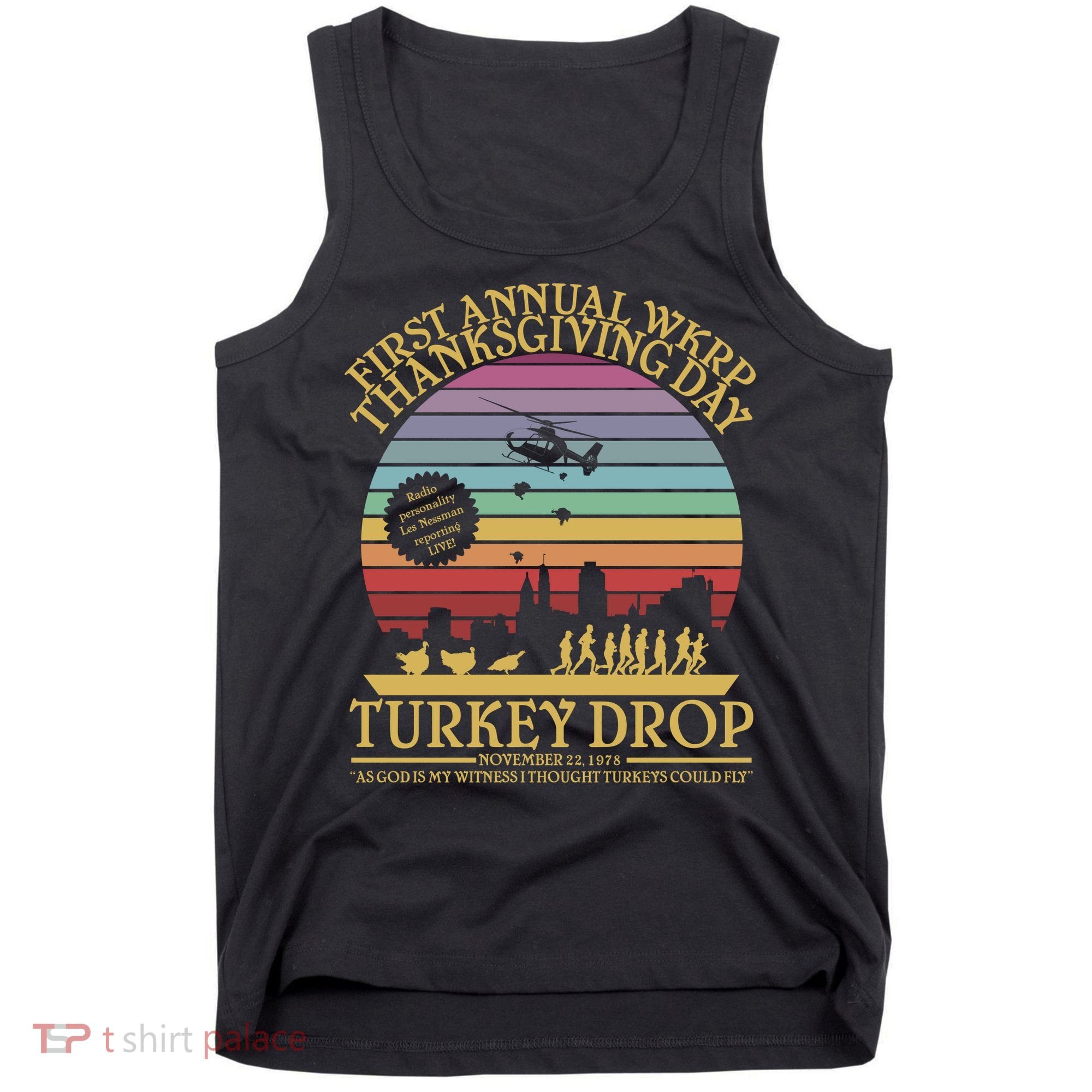 WKRP Thanksgiving Turkey Drop Funny Retro Tank Top