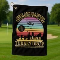 WKRP Thanksgiving Turkey Drop Funny Retro Golf Towel thumb 1