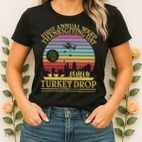 WKRP Thanksgiving Turkey Drop Funny Retro Women's T-Shirt thumb 2