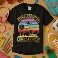 WKRP Thanksgiving Turkey Drop Funny Retro Kids T-Shirt thumb 3