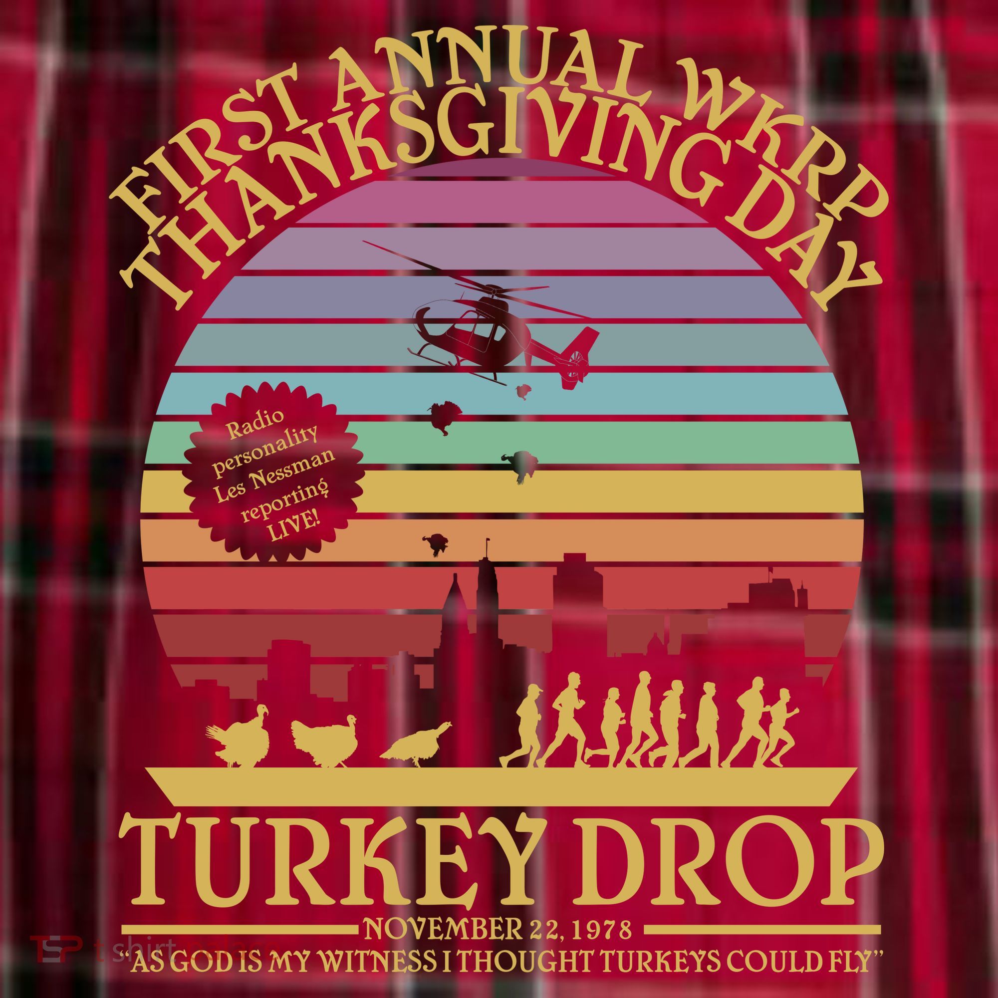 WKRP Thanksgiving Turkey Drop Funny Retro Women's Flannel Plaid Pajama Pants