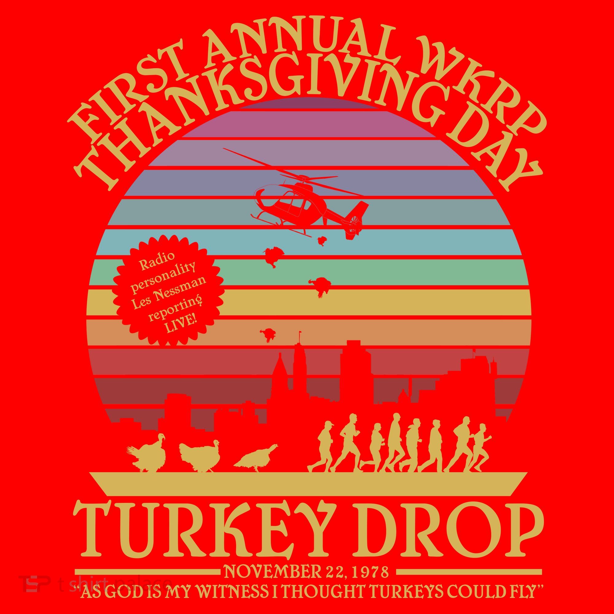 WKRP Thanksgiving Turkey Drop Funny Retro Santa Hat