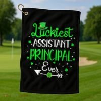 Womens Luckiest Assistant Principal Ever St Patricks Day Golf Towel thumb 1
