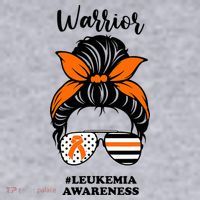 Warrior Leukemia Awareness Orange Ribbon Messy Bun Women's Sweatshirt thumb 2