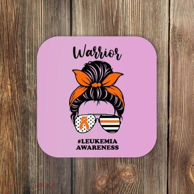 Warrior Leukemia Awareness Orange Ribbon Messy Bun Coaster