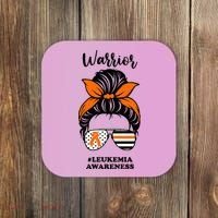 Warrior Leukemia Awareness Orange Ribbon Messy Bun Coaster thumb 0