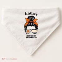 Warrior Leukemia Awareness Orange Ribbon Messy Bun USA-Made Doggie Bandana thumb 0