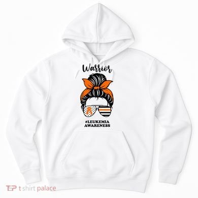 Warrior Leukemia Awareness Orange Ribbon Messy Bun Hoodie