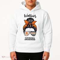 Warrior Leukemia Awareness Orange Ribbon Messy Bun Hoodie thumb 2