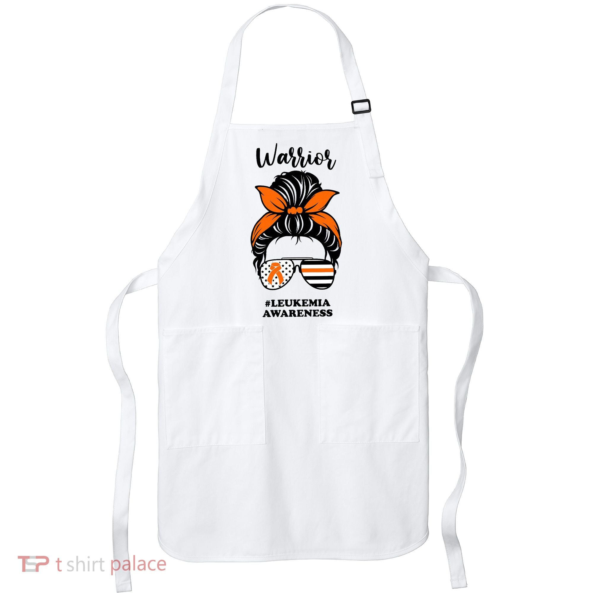 Warrior Leukemia Awareness Orange Ribbon Messy Bun Apron