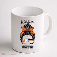 Warrior Leukemia Awareness Orange Ribbon Messy Bun Coffee Mug thumb 1