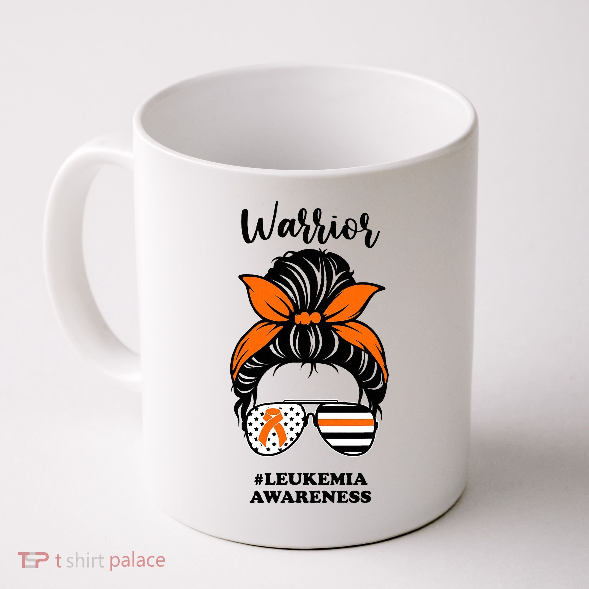 Warrior Leukemia Awareness Orange Ribbon Messy Bun Coffee Mug