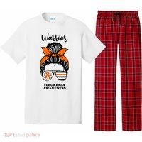 Warrior Leukemia Awareness Orange Ribbon Messy Bun Pajama Set thumb 0