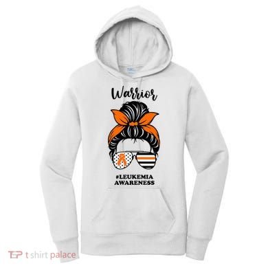 Warrior Leukemia Awareness Orange Ribbon Messy Bun Women's Hoodie