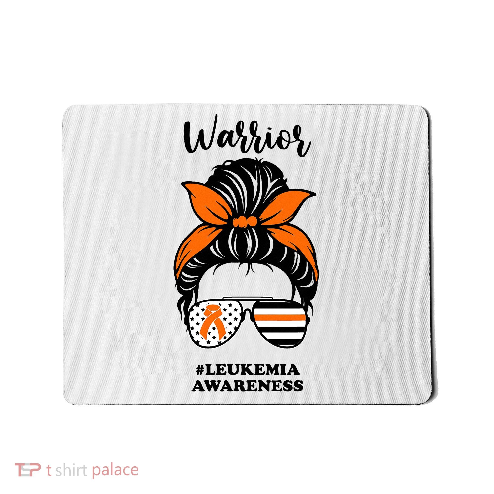 Warrior Leukemia Awareness Orange Ribbon Messy Bun Mousepad